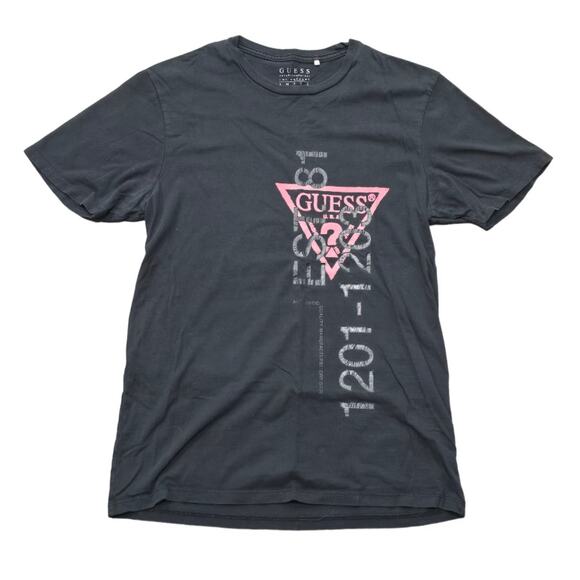 Vintage GUESS USA Established 81 Black w Red Logo Crew Neck Short Sleeve T Shirt - Picture 1 of 6